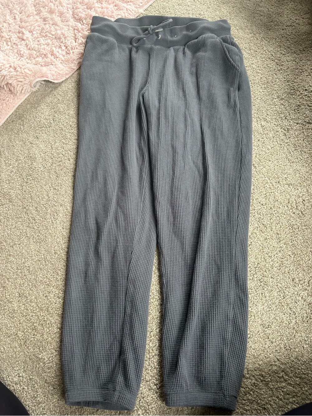 Gray Waffle Knit Jogger Pants
